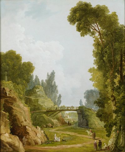 The Rustic Bridge, Château de Méréville, France by Hubert Robert